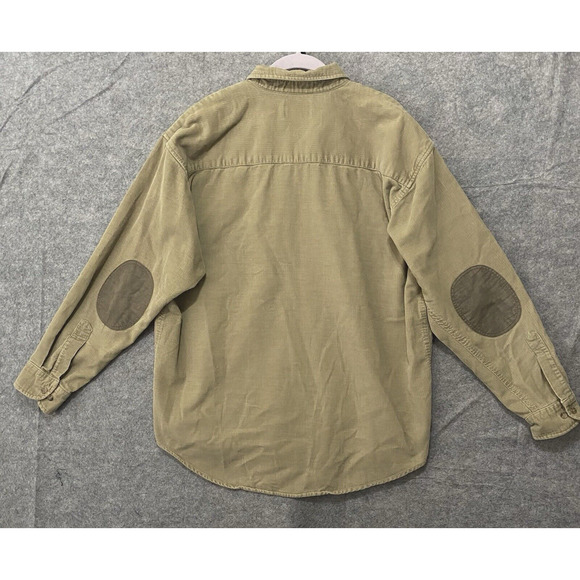 Pendleton Corduroy Button Up Shirt Mens Sz L Brown Elbow Pads Pocket - Picture 2 of 7